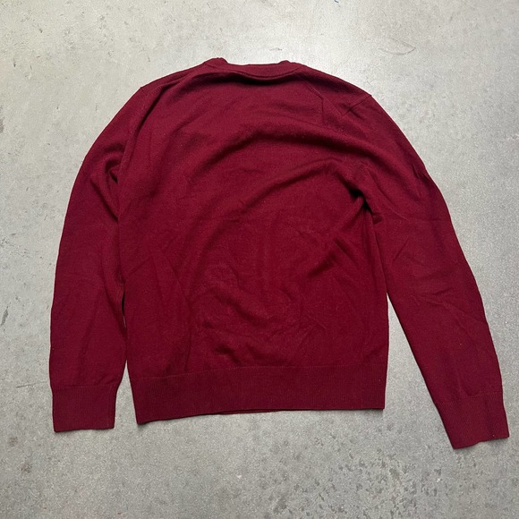 Club Monaco Wool Sweater Mens Small Red Long Sleeve Double Crew Neck Lightweight - Picture 2 of 7